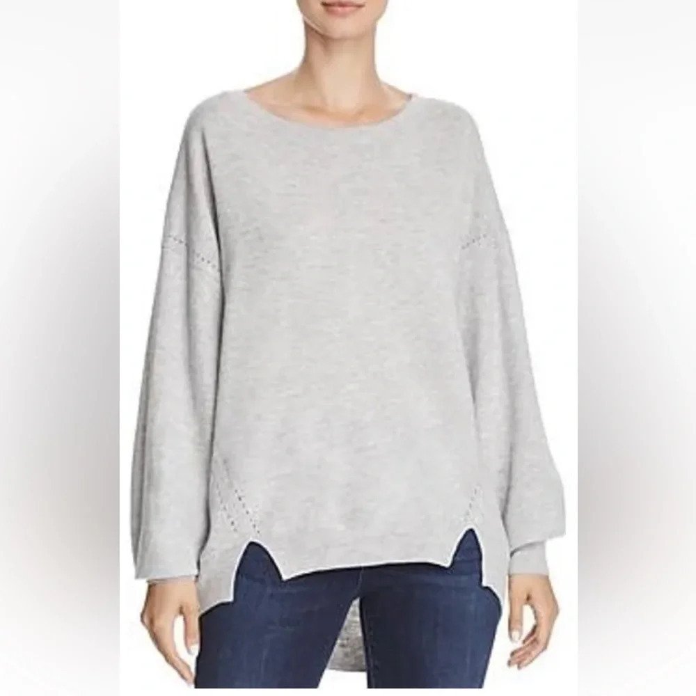 Joie‎ Grey 100% Wool Oversized Crewneck Sweater Pointelle Detail 18-4-002837 M